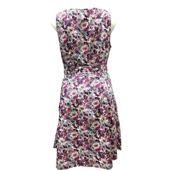 Tommy Hilfiger Fit & Flare Floral Dress Belted Sleeveless Cotton Lined 14 - Picture 2 of 4